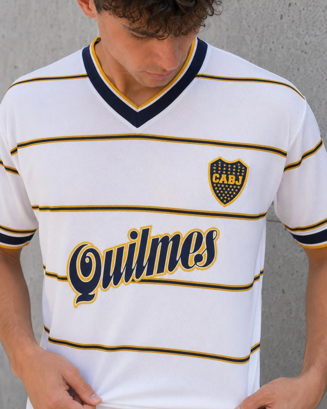 Camiseta Tercera Boca Juniors Copa Mercosur 1998-99 blanca detalle