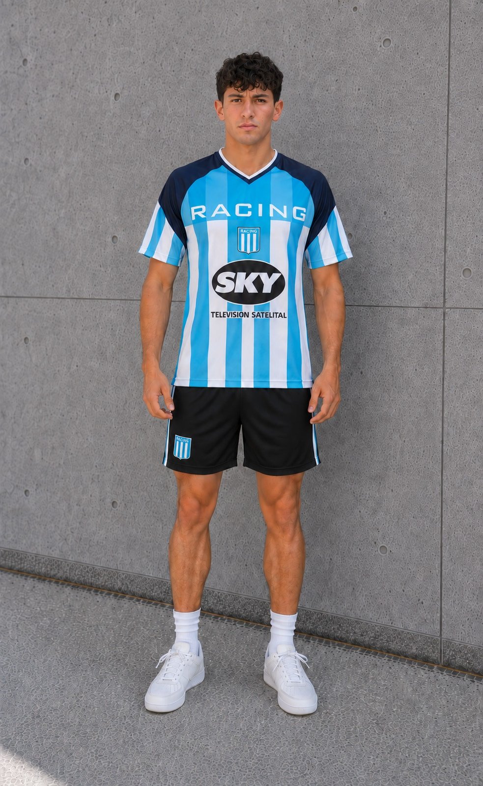 Camiseta Racing Club 2001 frente con escudo RACING
