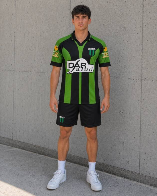 Camiseta Nueva Chicago 2000-01 con modelo