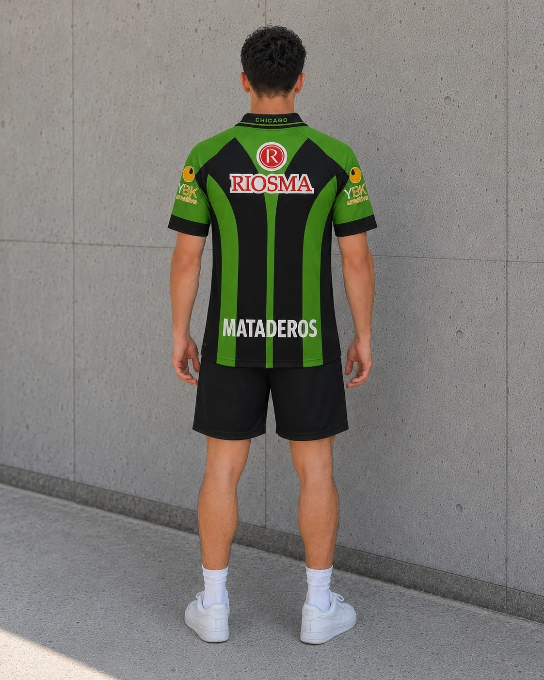 Camiseta Nueva Chicago 2000-01 con modelo