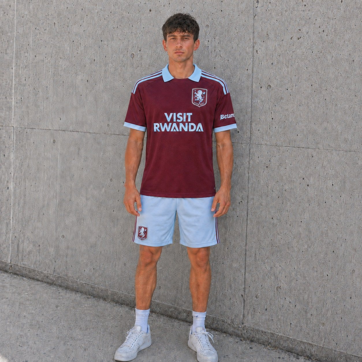 Camiseta Titular Aston Villa 2026-27 frente con solapa celeste