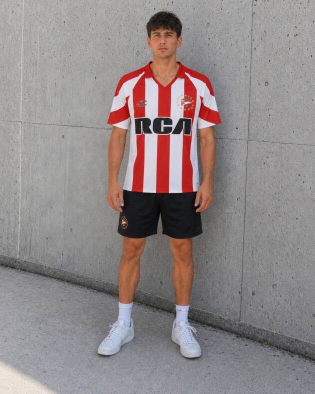 Camiseta Estudiantes de La Plata 2009 Kingz, modelo con diseño basado en la prenda real