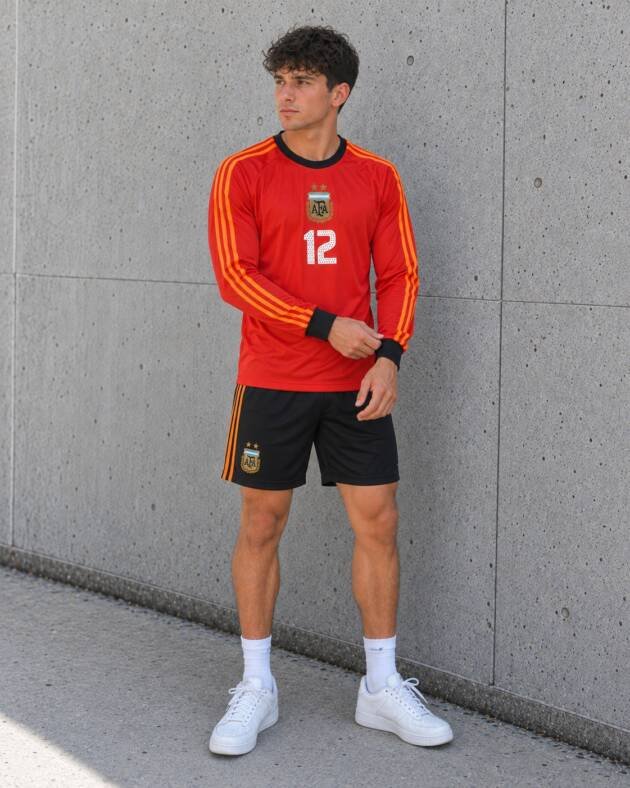 Camiseta de Arquero Argentina Mundial 2002 — frente con modelo