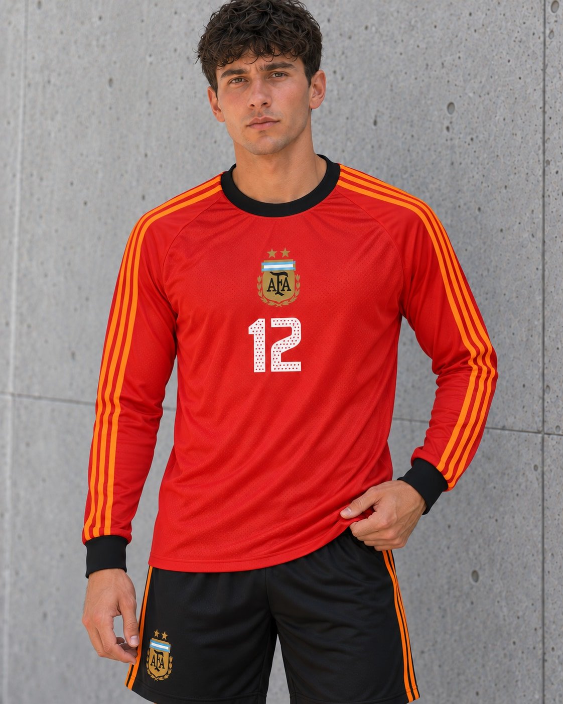 Camiseta de Arquero Argentina Mundial 2002 — detalle con modelo