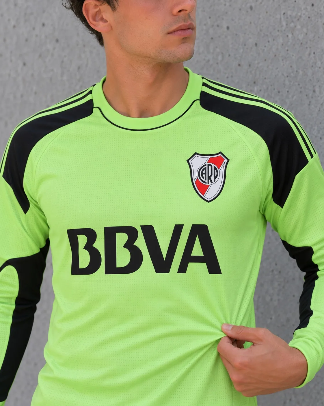 River Plate arquero Barovero 2014-2015 verde — detalle